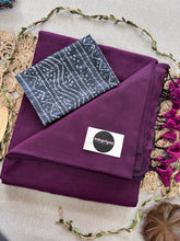 Dark Wine Handloom Cotton Saree With Black Bandhej  Print Blouse